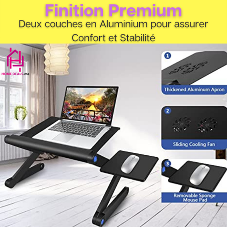 Table Pliable avec Ventilateurs Intégrés - Finition Premium