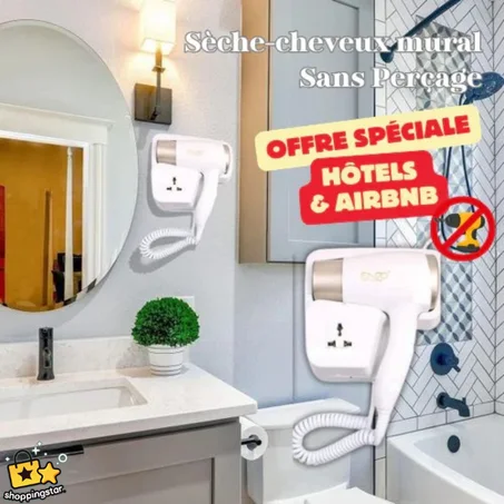 Sèche-Cheveux mural sans perçage ENZO® Professional - 3000W