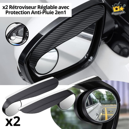 x2 Rétroviseur Réglable avec Protection Anti-Buée et Anti-Pluie – Pack 2en1