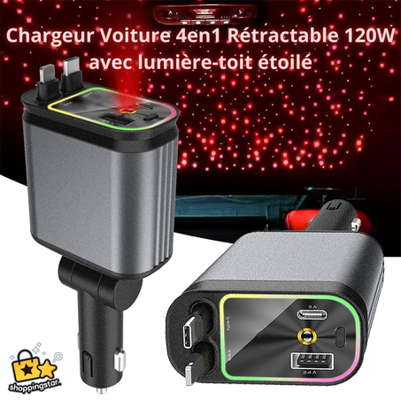 |Chargeur De Voiture 4-en-1 avec projecteur de toit