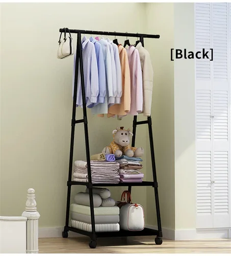 Porte-Cintre en Acier Mobile à 2 Étagères