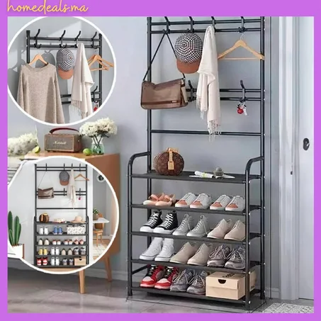 Rangement Métallique pour Vêtements et Chaussures - NOIR