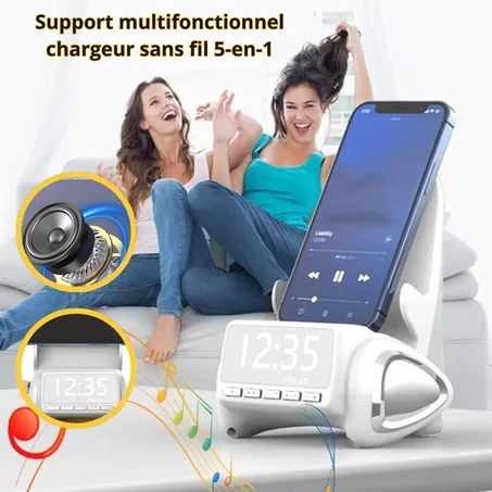 Support multifonction à chargeur rapide doté de Baff & Horloge numérique
