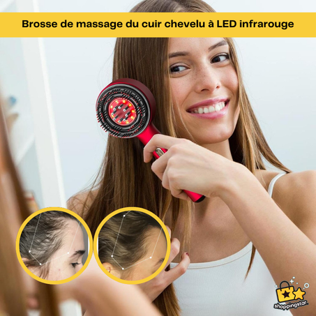 Brosse de massage du cuir chevelu à LED Infrarouge et thérapie à l'huile