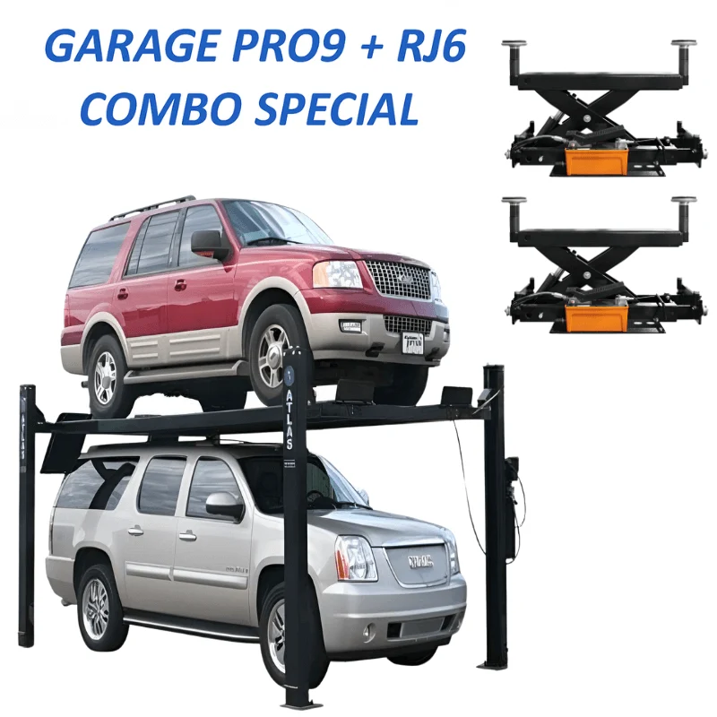 Atlas PRO9000 4-Post Lift + RJ6 Rolling Jacks Combo