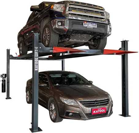 KATOOL KT-4H110 11,000 lb Heavy-Duty 4-Post Parking, Storage & Service Car Lift – 110V