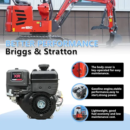 HUAYEE HY12C 1.2-Ton Mini Excavator with All-Weather Rain Enclosure, 13.5 HP B&S Engine & Hydraulic Thumb