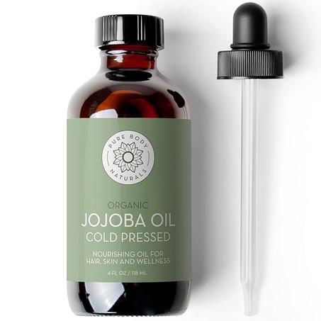 Pure Body Naturals aceite de jojoba – frasco 4 fl oz Para cabello, limpia cuero cabelludo, acondiciona, añade brillo – Aceite de jojoba para uñas, cutícula, crema para pies – Aceite de jojoba
