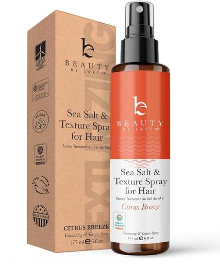 Beauty by Earth Spray de sal marina para hombres y mujeres, espray para el cabello con textura para añadir volumen y ondas playeras, fabricado en Estados Unidos con ingredientes orgánicos