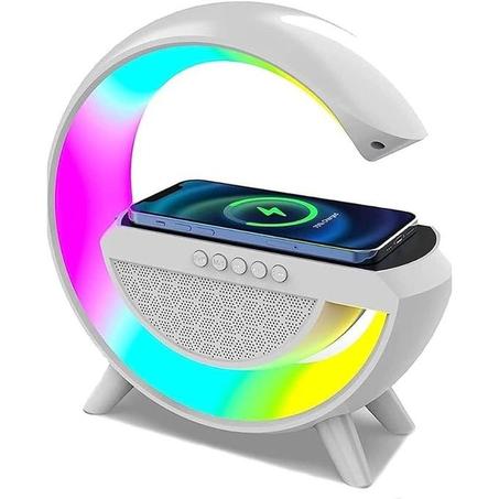 4 en 1 Radio-réveil de haute qualité à LED en forme de G Article veilleuse chargeur sans fil Haut-parleur Bluetooth