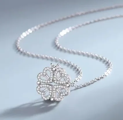 Flower Four Leaf Clower Hearts Necklace