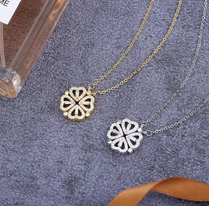 Flower Four Leaf Clower Hearts Necklace