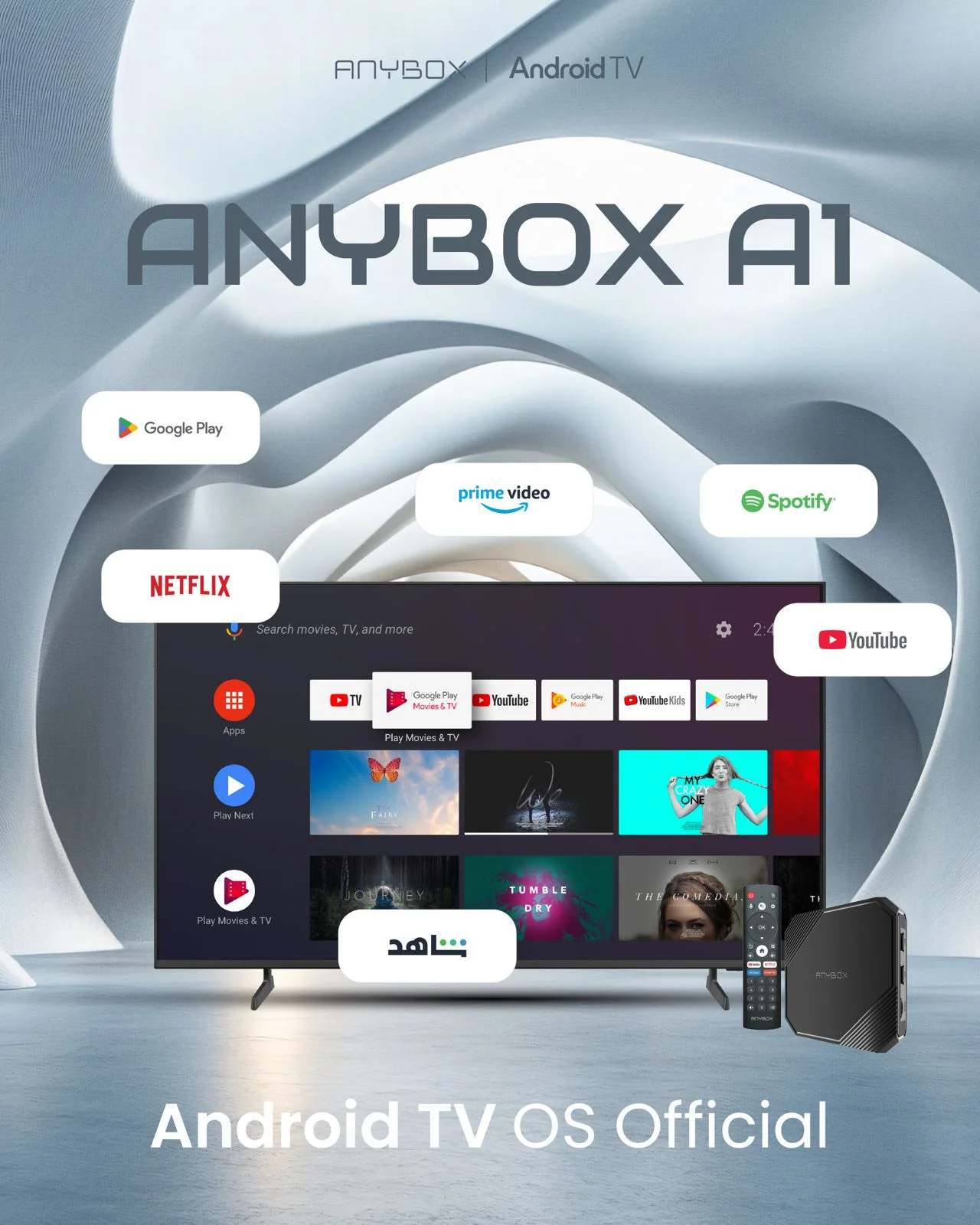 Anybox A1 2026 illimité – TV Box Android 4K Puissante | 4GB + 32GB