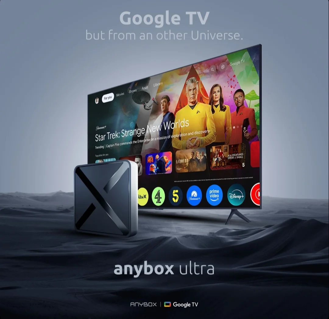 ANYBOX ULTRA Google TV 4K – WiFi 6G, HDR10, Abonnements illimités