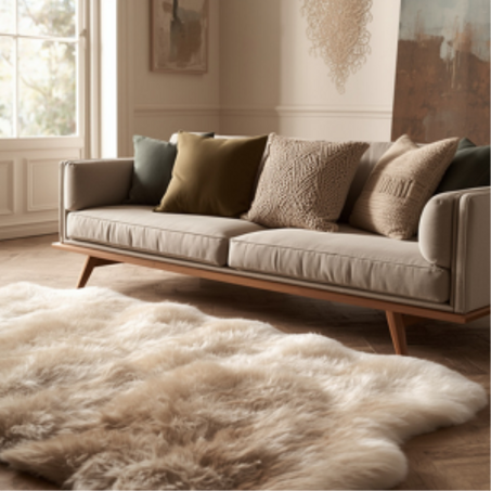 Tapis en fourrure & coussins سجاد الفرو والوسائد