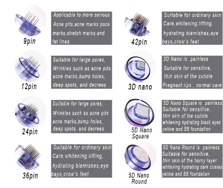 10 AIGUILLES MICRONEEDLING POUR DR PEN M7/E30/A6/A1 - CARTOUCHES AU CHOIX