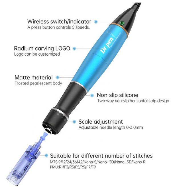 Dr pen  ULTIMA A1– Dermapen rechargeable professionnel ULTIMA A1 pour usage profond (hauteur de 3mm)
