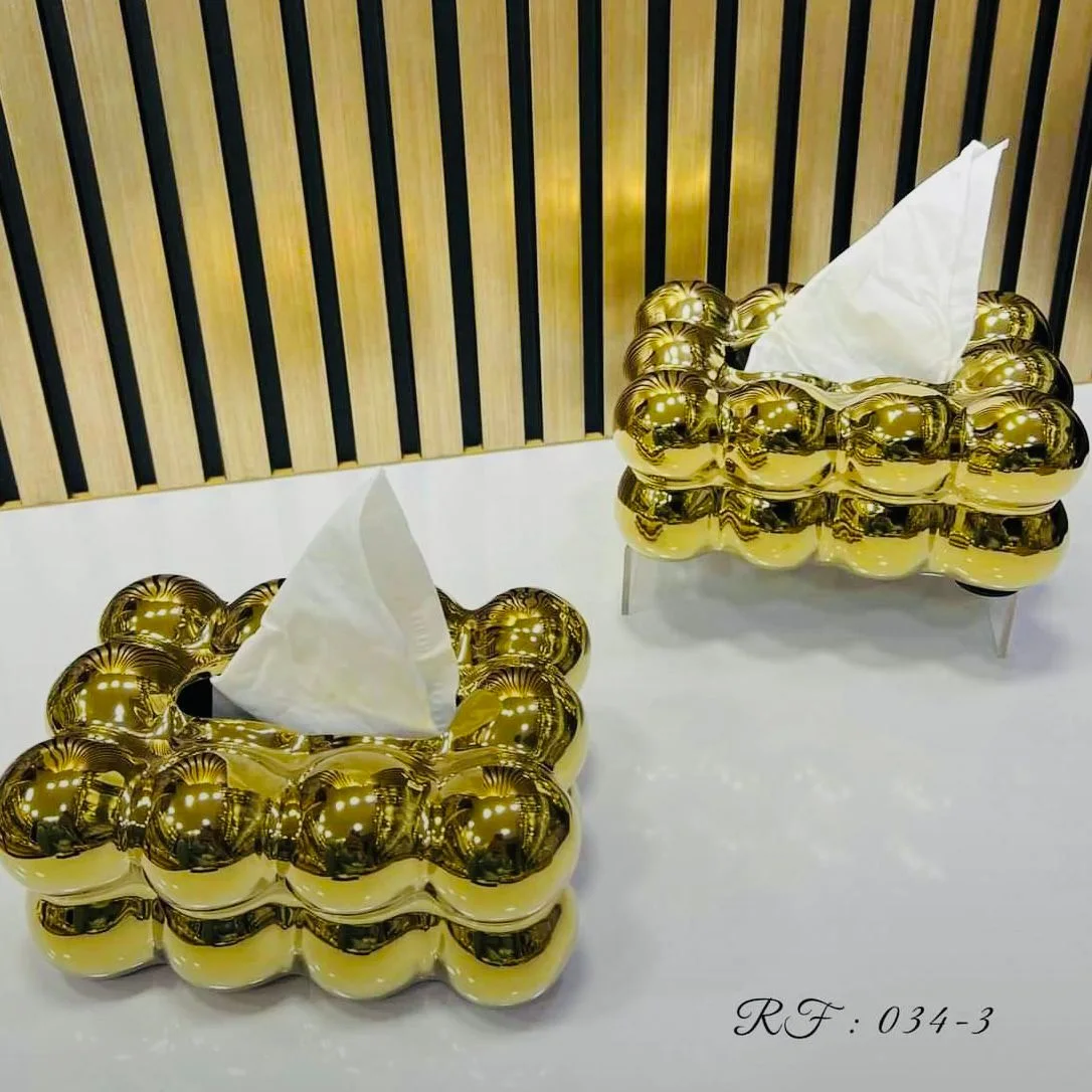 علبة مناديل فاخرة – باللون الذهبي أو الفضي