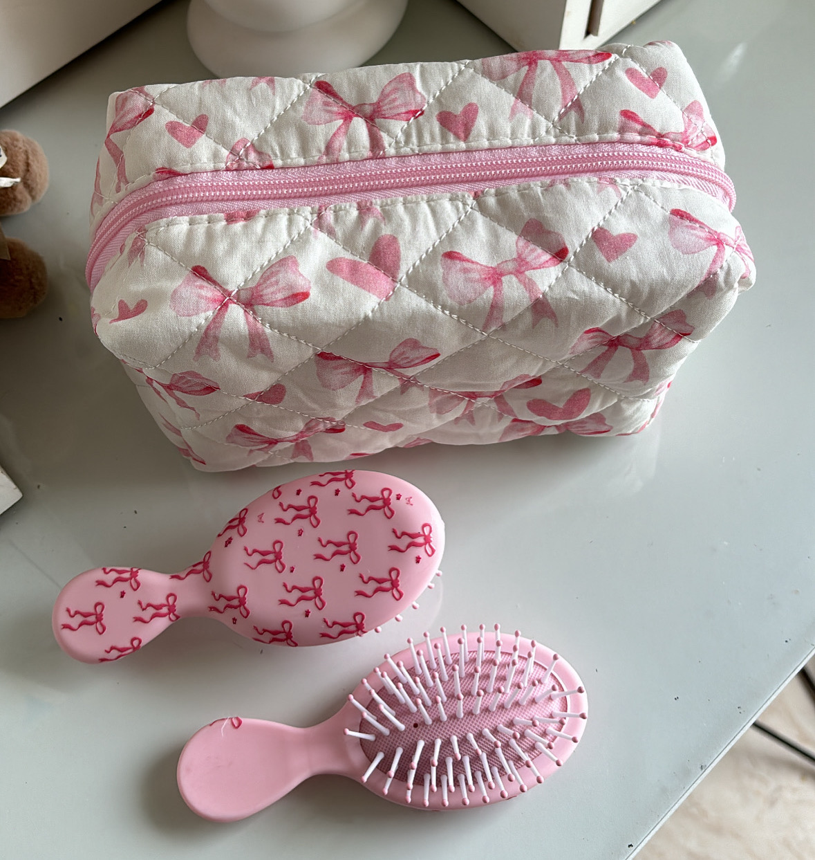 bow makeup bag