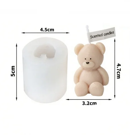 Moule à bougie en silicone en forme d'ours suspendu mignon