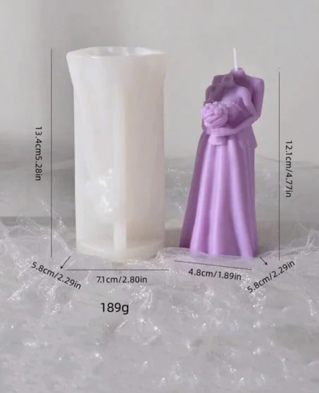 1 pièce Moule en silicone de bougie/décoration de robe de mariée pour couple