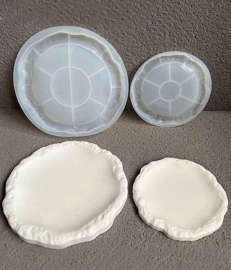 2 pièces Moule en silicone au motif de roche pour assiette en céramique pour la maison