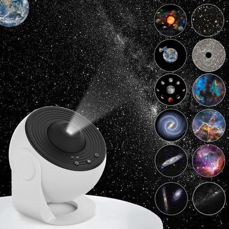 جهاز عرض المجرة 12 في 1، جهاز عرض نجوم القبة السماوية مع ضوء ليلي واقعي مع نظام شمسي كوكبة قمر للاطفال والبالغين