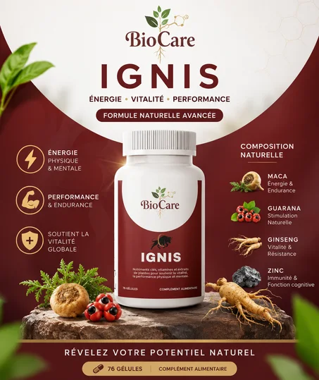 IGNIS BioCare  Énergie, Vitalité & Performance Naturelle 76 Gélules
