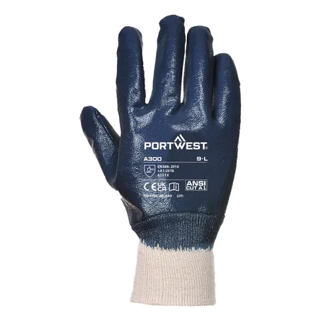 Gant nitrile, poignet tricot Marine