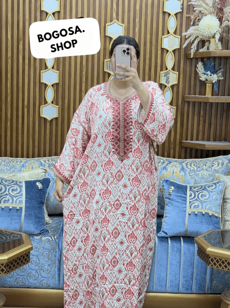 🦋 كندورة فراشة مطروزة + سنسلا هدية