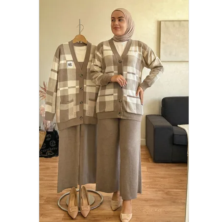 Ensemble 3 Pièces  (السروال ، البودي نص كم ، التريكو بالصديفات)