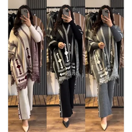 Ensemble 3 Pièces (الصوف الممتاز يتكون من سروال وبودي وكاب)