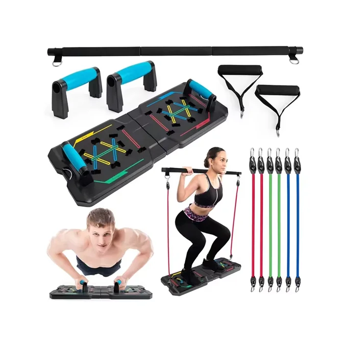 Équipement Complet Maison : Barre + Push-Up + Bandes pour Entraînement à Domicile