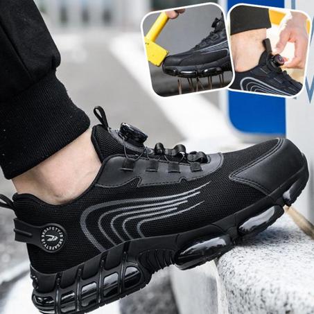 Chaussures De Travail Noir Antidérapantes Pour Hommes Avec Fermeture À Bouton Rotatif