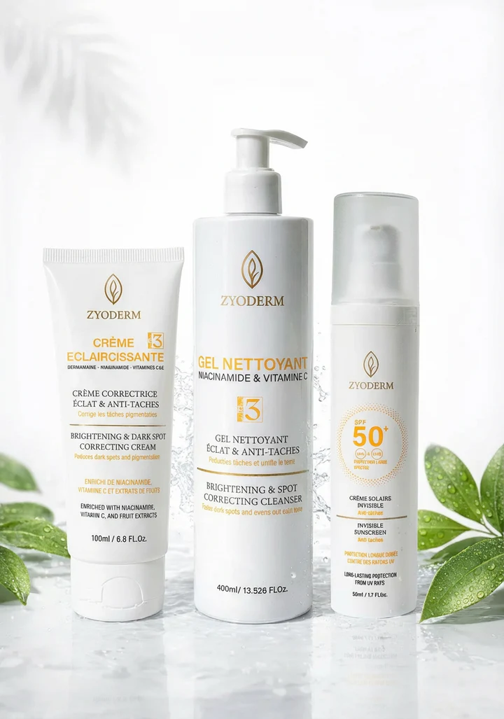 Pack Gel Nettoyant + Crème Solaire + Crème Éclaircissante