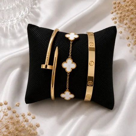 Trio Prestige Doré – 3 Bracelets