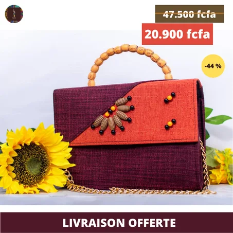 Sac à main rouge bordeau manche en perle