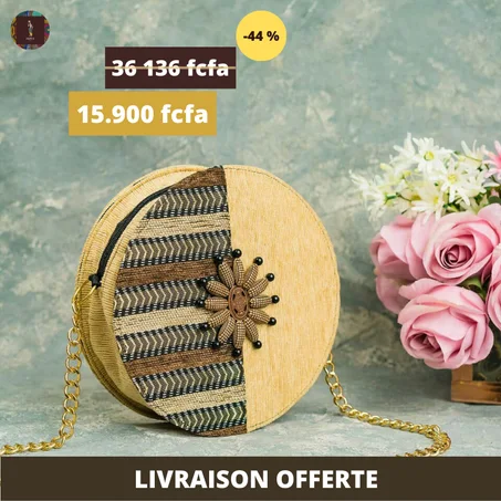 Sac à main rond jaune or