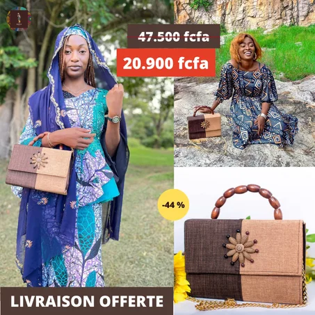 Sac à main marron belge manche en perle