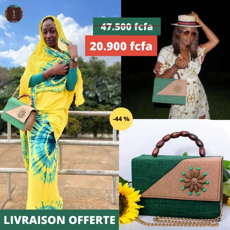 Sac à main belge vert manche en perle