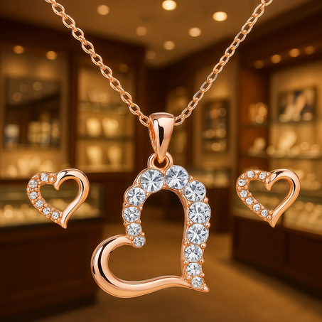 قلادة القلب الذهبية / Fashion Heart & Necklace Gold