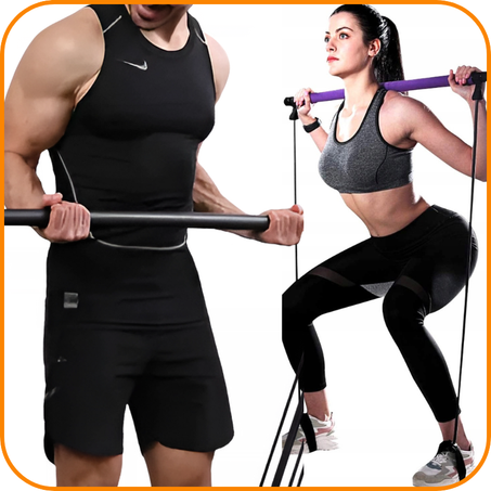 عصا و أربطة مقاومة للتمارين المنزلية