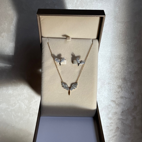 Ensemble Ailes d'Ange "boucles + collier"