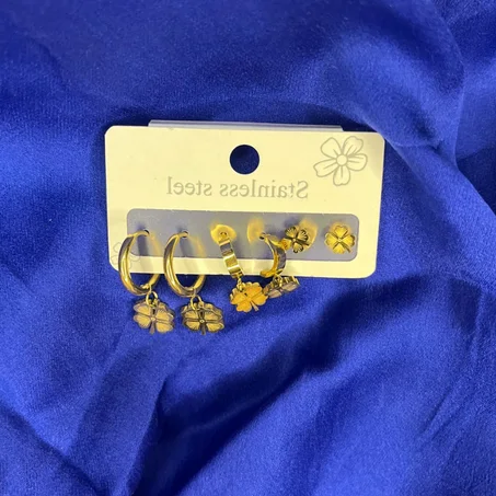 Ensemble 3 paires boucles trefles