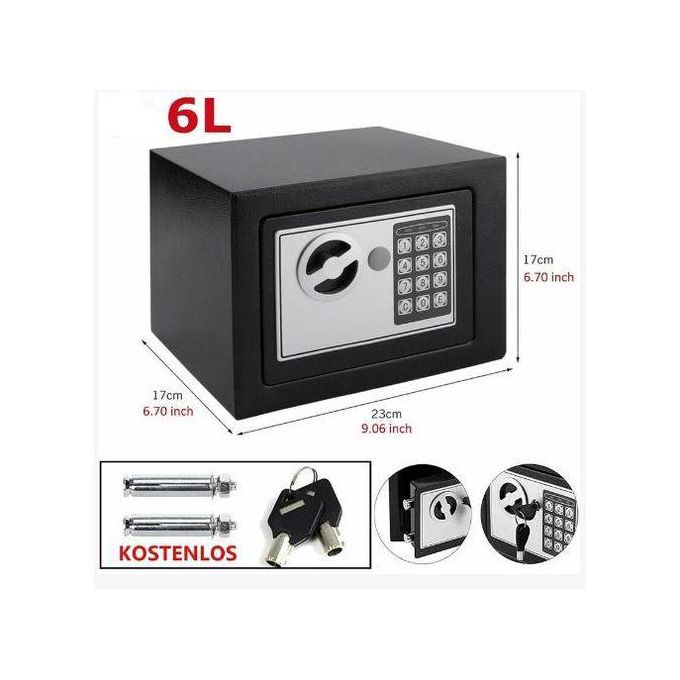 Coffre Fort à Serrure Électronique Avec Code PIN et 2 Clés 17×23×17cm