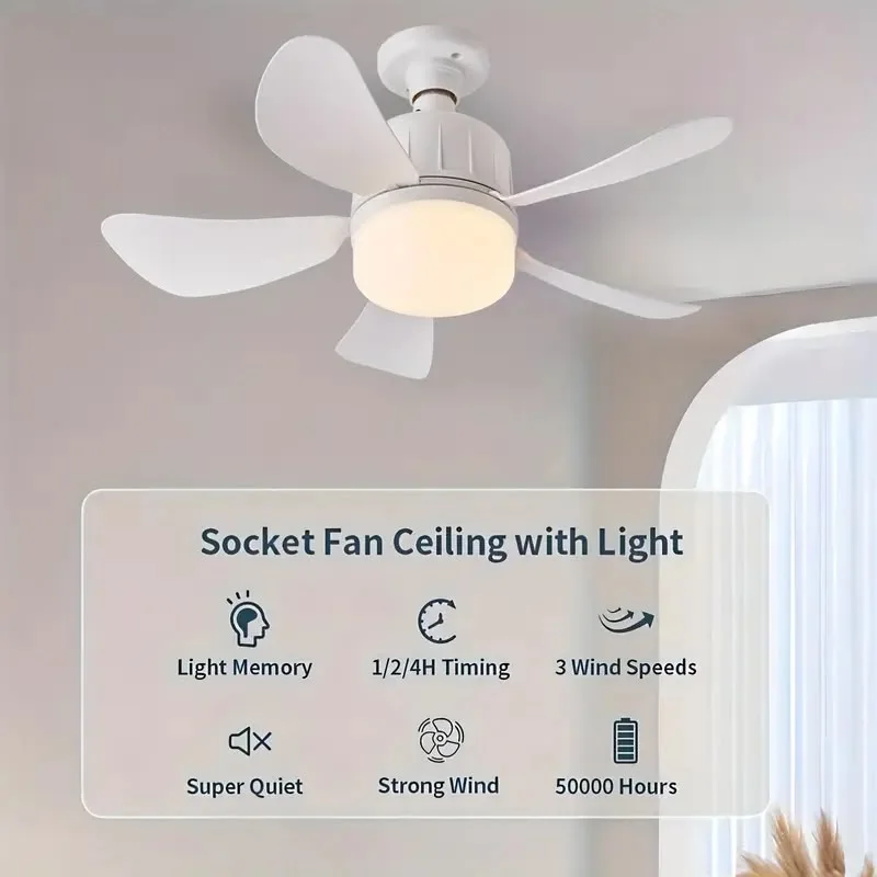 مروحة سقف بإضاءة LED SMYEC 40W – قاعدة E27 – 3 سرعات – تحكم عن بعد – قطر 20.5 بوصة
