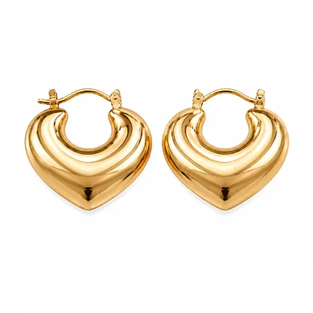 Boucles d’Oreilles Créoles Cœur Sculpté