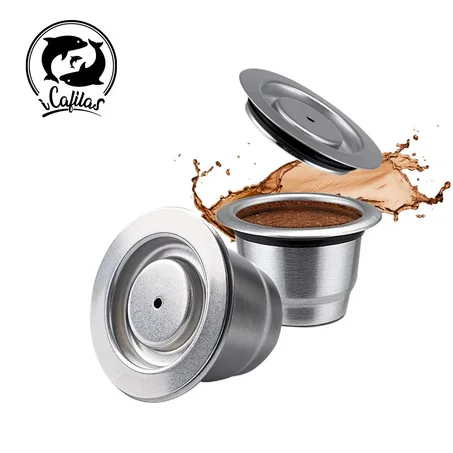 Reusable Coffee Capsule Compatible with Nes-presso OriginalLine Machine Stainless Steel Refillable Nes presso Coffee Pod Filter with tamper and Spoon