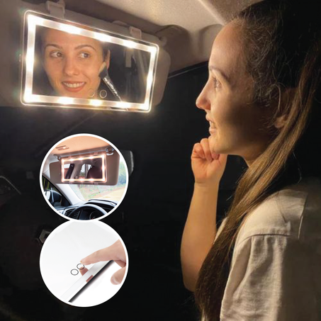 Miroir De Maquillage Portable De Voiture Tactile Avec Lumières Led Adapté À Toutes Les Voitures