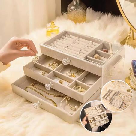 Boîte De Rangement De Bijoux Multifonctionnelle À 3  Tiroirs